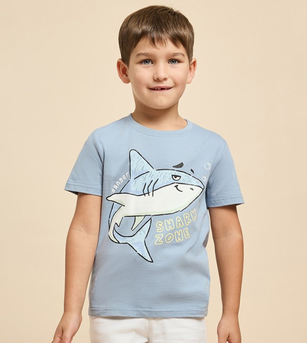 Printed T-Shirt with Crew Neck and Short Sleeves