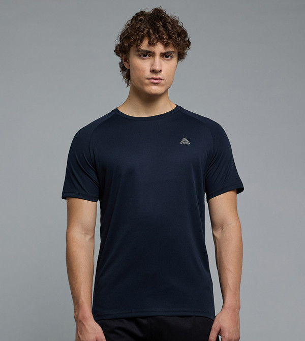 Logo Detail Active T-Shirt with Crew Neck and Short Sleeves