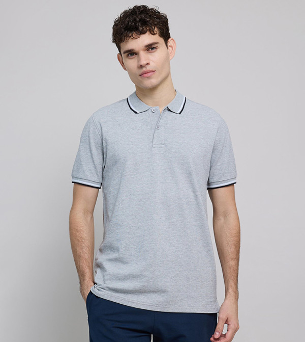 Contrast Tipping Polo T-Shirt with Short Sleeves