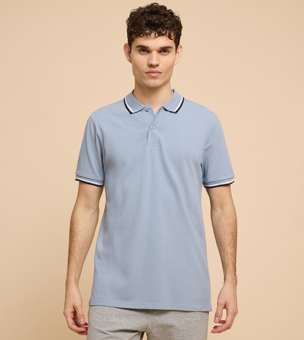 Contrast Tipping Polo T-Shirt with Short Sleeves