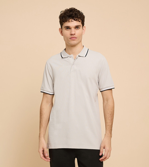 Contrast Tipping Polo T-Shirt with Short Sleeves