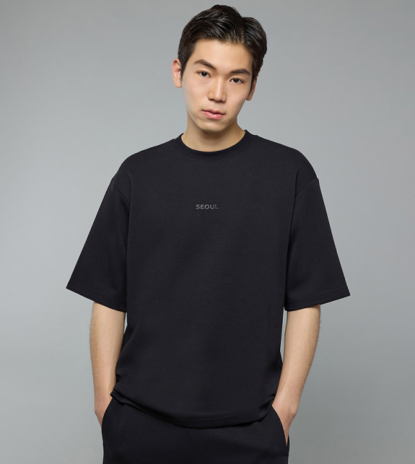 Solid T-Shirt with Crew Neck and Short Sleeves