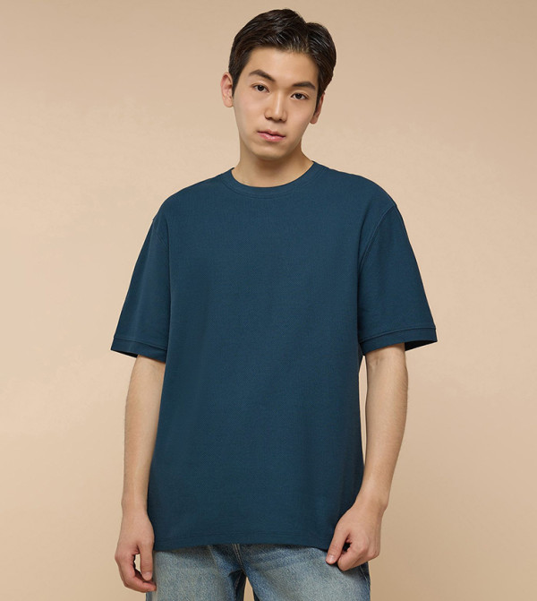 Solid T-Shirt with Crew Neck and Short Sleeves