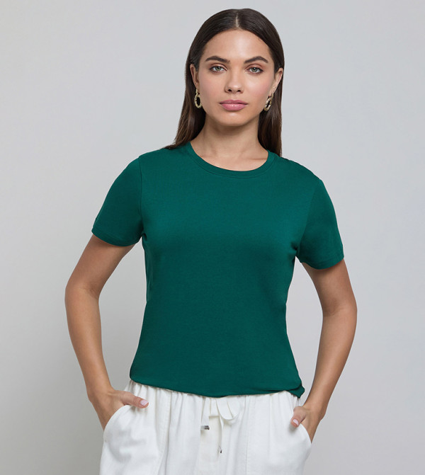 Solid T-Shirt with Crew Neck and Short Sleeves