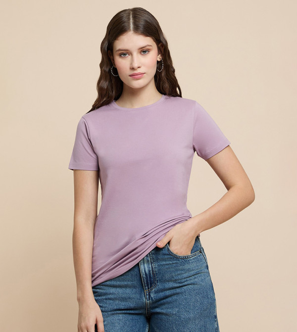 Solid T-Shirt with Crew Neck and Short Sleeves