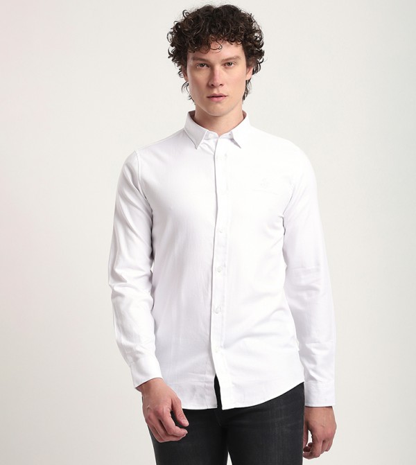 Logo Embroidered Long Sleeves Casual Shirt