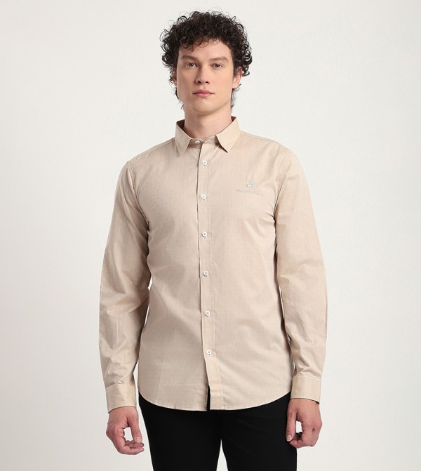 Logo Embroidered Long Sleeves Casual Shirt
