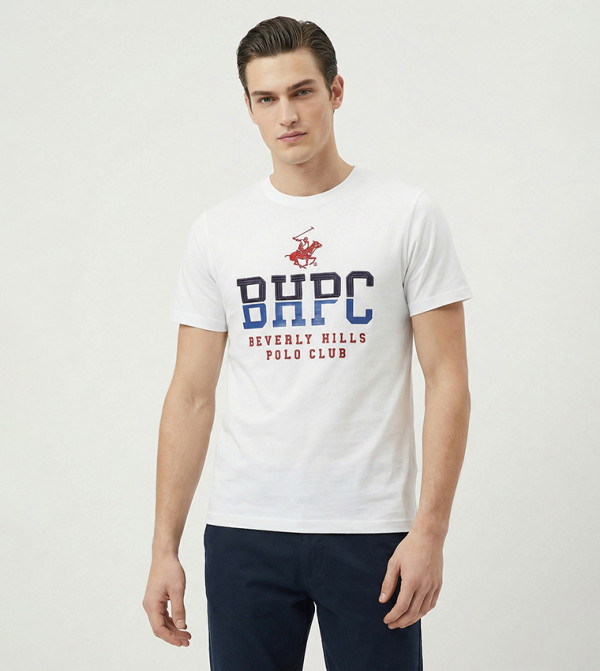 تيشيرت بقبة مستديرة بطبعة شعار