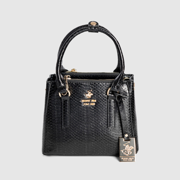 Croc Textured Zippered Satchel Bag
