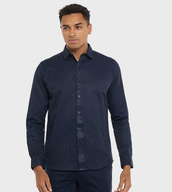 Printed Shirt with Classic Collar and Long Sleeves