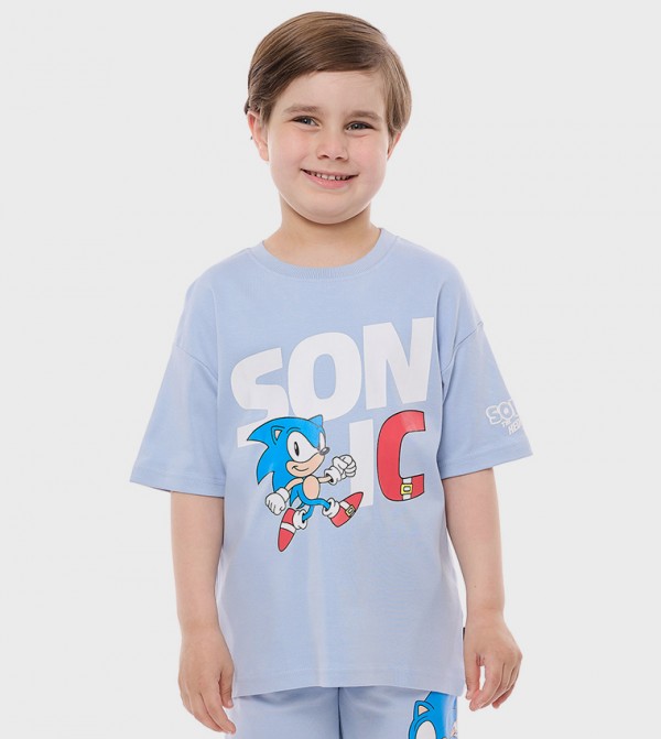 Sonic Printed T-Shirt with Crew Neck and Short Sleeves