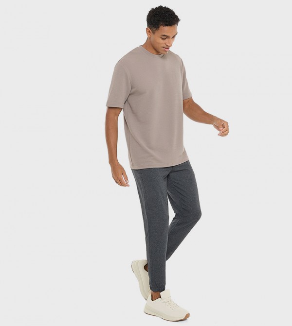 Textured Joggers with Drawstring Waist
