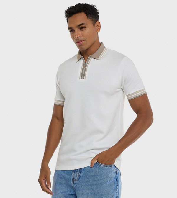 Contrast Tipping Polo T-Shirt with Short Sleeves