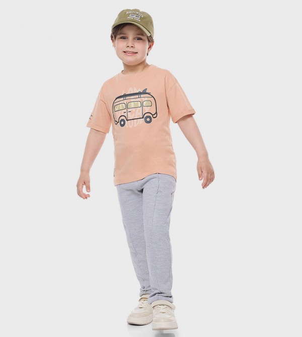 Printed T-Shirt with Crew Neck and Short Sleeves