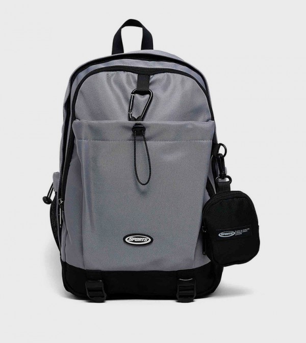 Color Block Backpack With Pouch