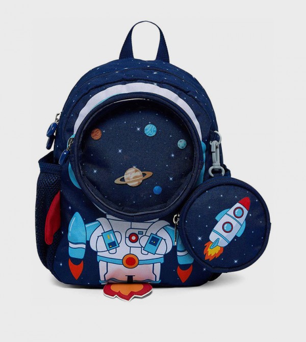 Space Print Backpack With Pouch