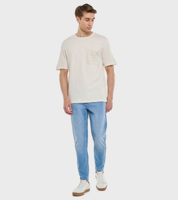 Faded Slim Fit Jeans with Button Closure