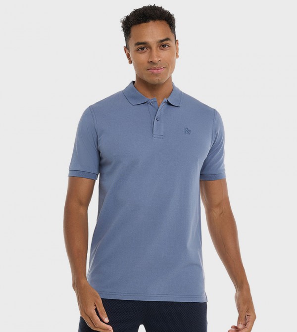 Solid Polo T-Shirt with Short Sleeves