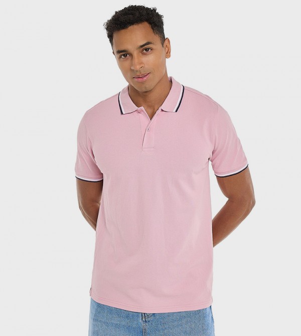 Contrast Tipping Polo T-Shirt with Short Sleeves