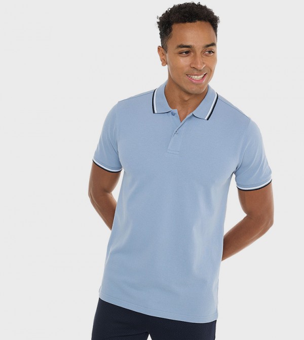 Contrast Tipping Polo T-Shirt with Short Sleeves