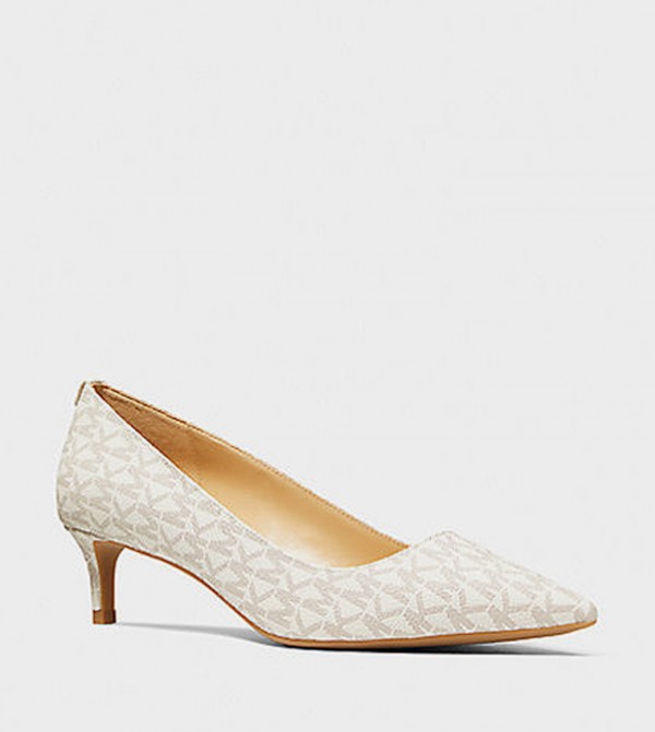 Monogram Patterned Kitten Heel Pumps