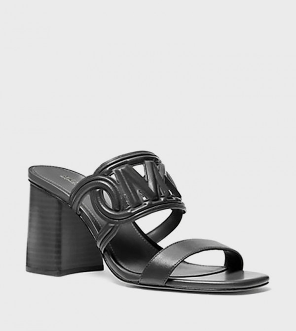 Monogram Detail Block Heel Sandals