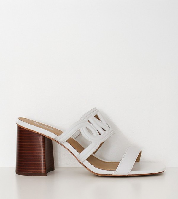 Monogram Detail Block Heel Sandals