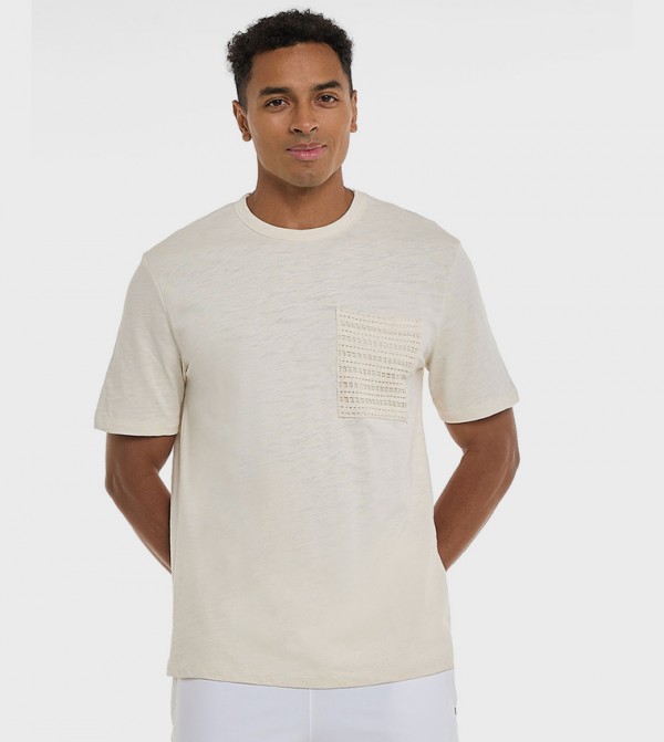 Textured T-Shirt with Crew Neck and Short Sleeves