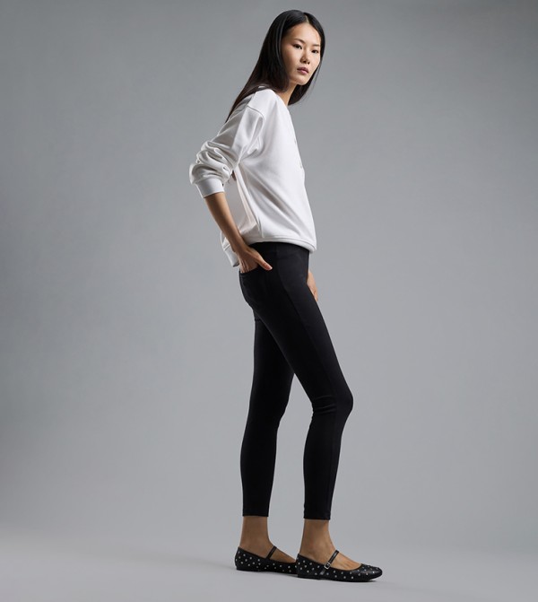 Solid Jeggings with Elastic Waist