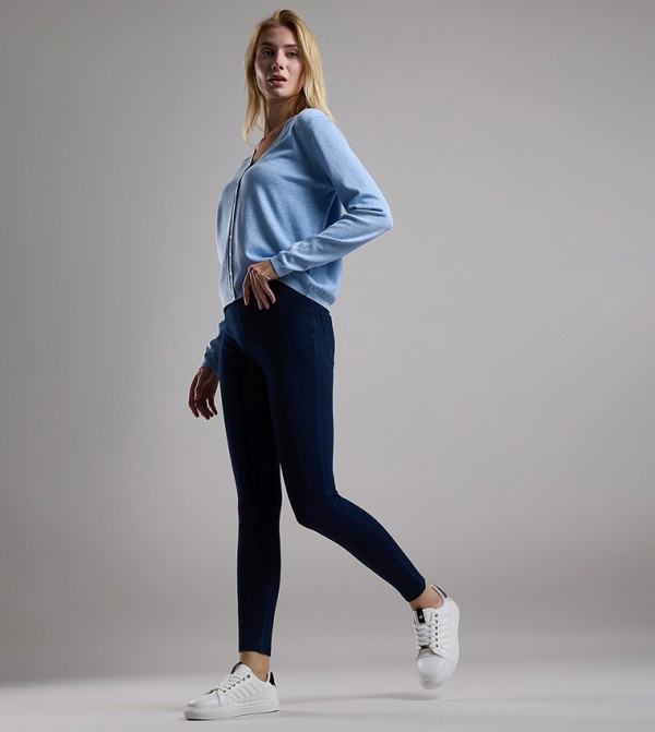 Solid Jeggings with Elastic Waist