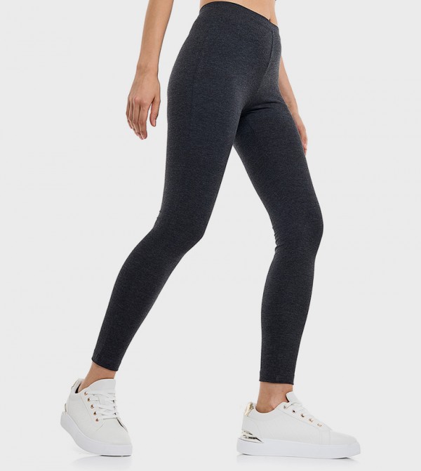 Solid Leggings with Elastic Waist