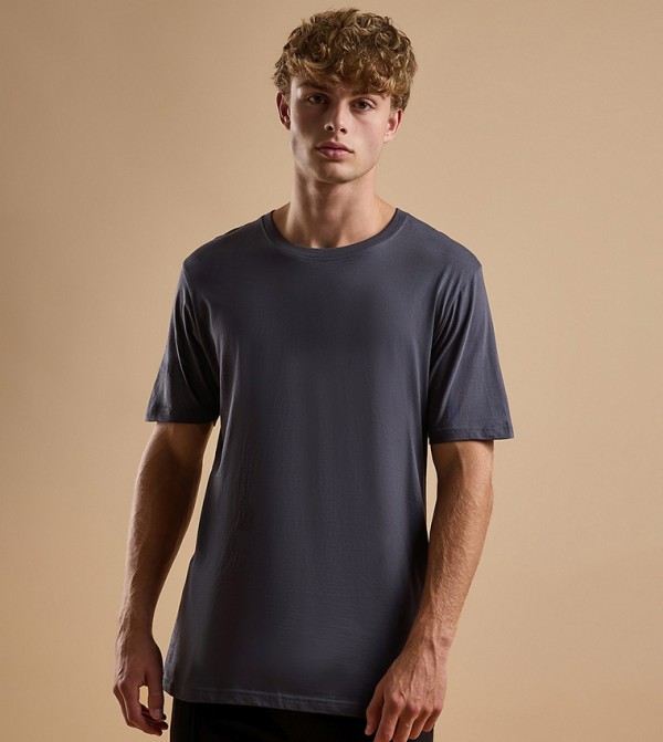 Solid T-Shirt with Crew Neck and Short Sleeves