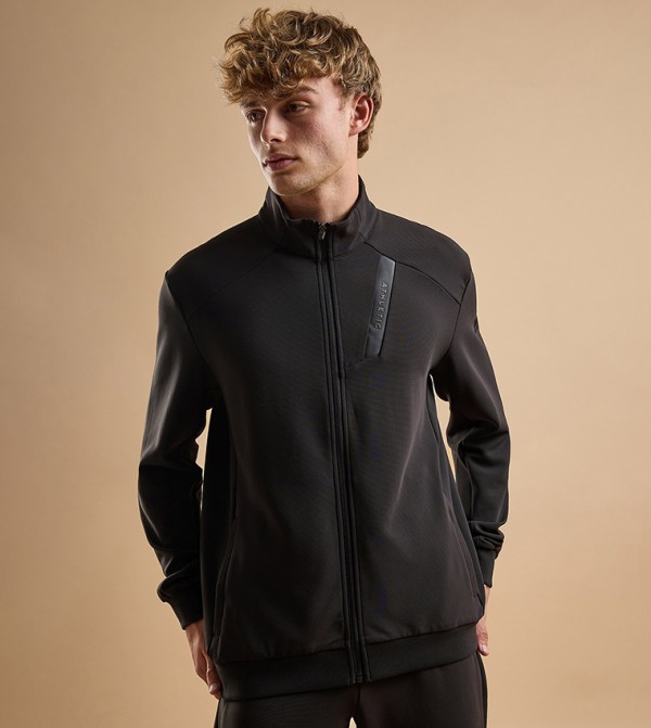 Solid Active Jacket with Zipper Closure
