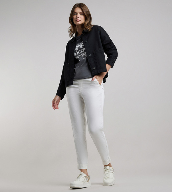 Solid Jeggings with Elastic Waist