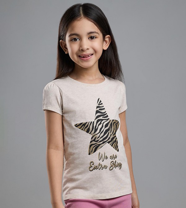 Printed T-Shirt with Crew Neck and Short Sleeves