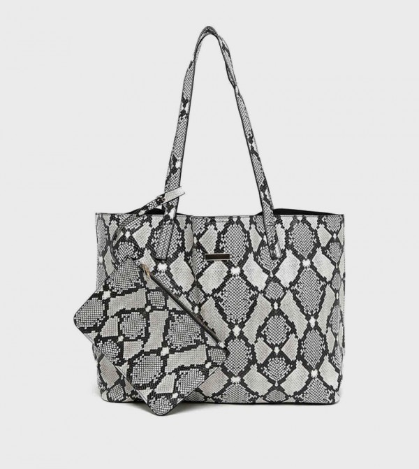 Snakeskin Shoulder Bag with Pouch