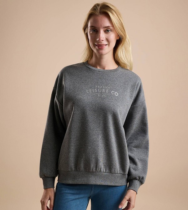 Printed Sweatshirt with Crew Neck and Long Sleeves