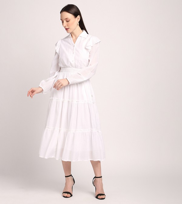 Bliss Long Sleeves Tiered Shirt Dress