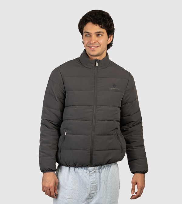 Logo Detail Zip-Through Puffer Jacket