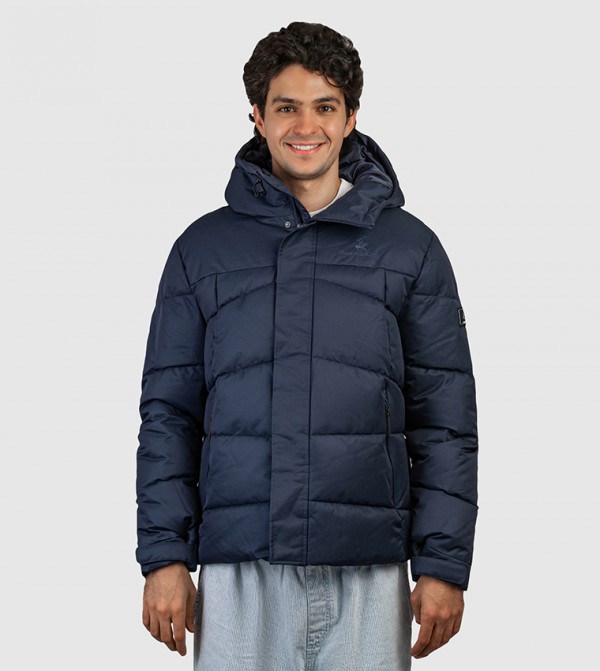 Logo Embroidered Hooded Puffer Jacket