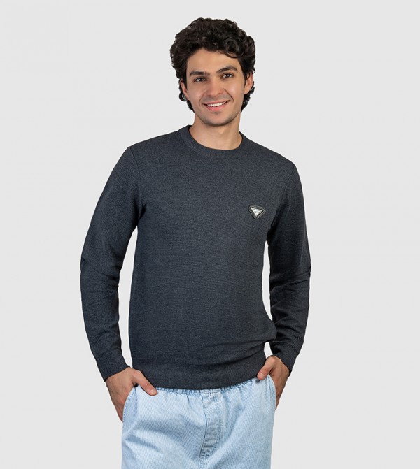 Logo Badge Crew Neck Sweater