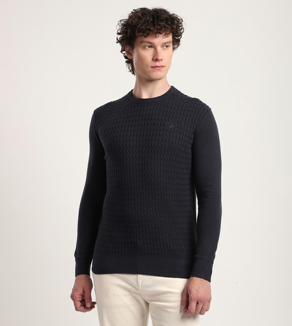 Textured Crew Neck Sweater