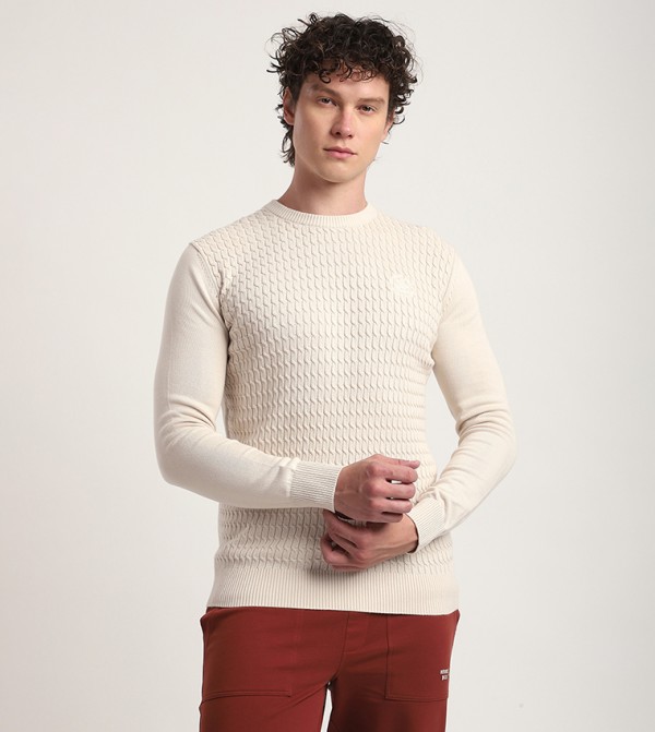 Textured Crew Neck Sweater