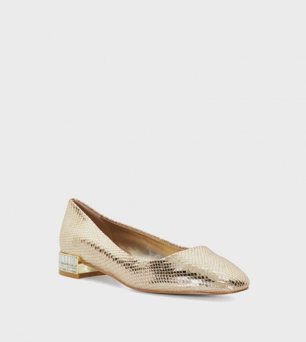 Textured Low Heel Ballerinas