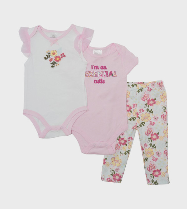 Pack of 2 Floral Printed Bodysuits with Pants