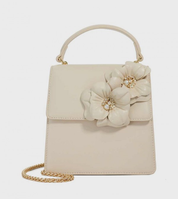 BLONDIE Floral Appliqued Top Handle Bag