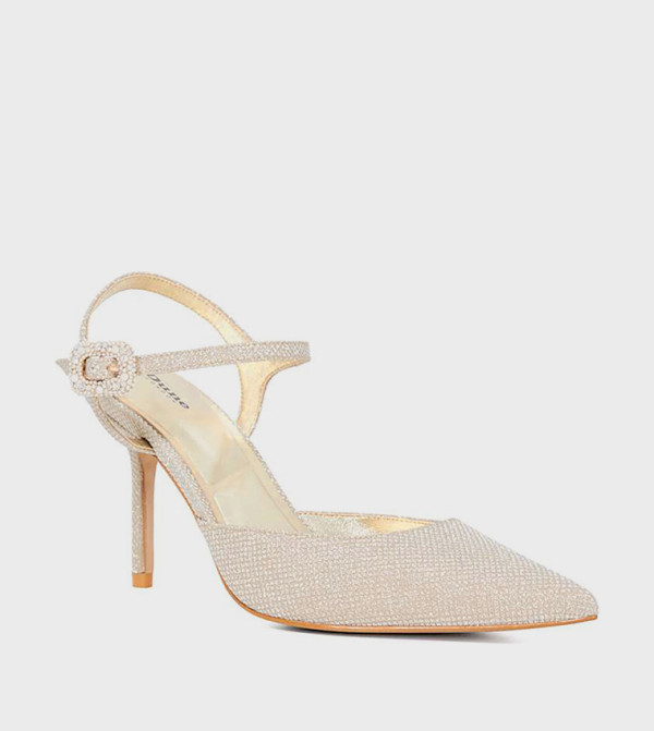 CHANNEL Glittered Ankle Strap Pumps