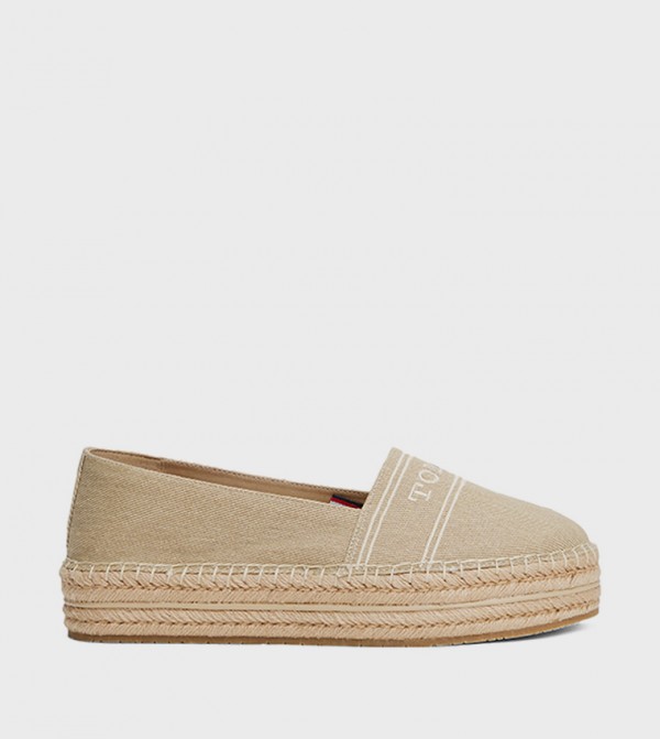 Logo Detail Denim Platform Espadrilles