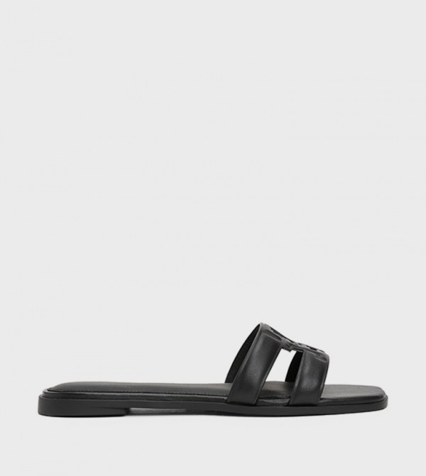 Quilted Logo Strap Flat Sandals