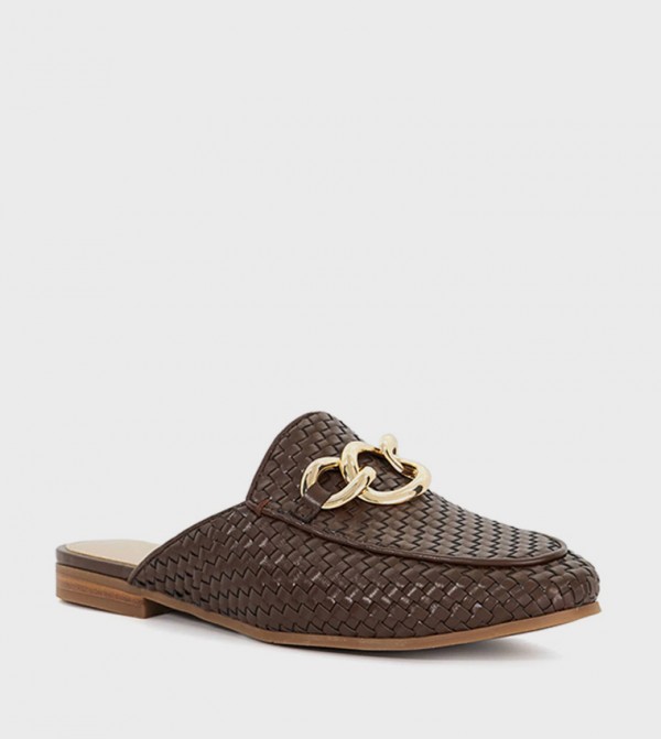 GLOSSED Basket Weave Loafer Mules